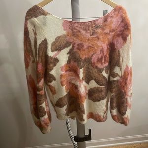Open back floral sweater